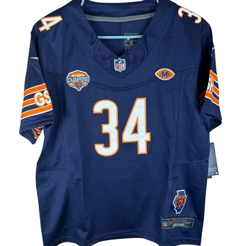 Nike Chicago Bears Walter Payton 34 Jersey Youth XL Navy Blue Dri-FIT Stitched